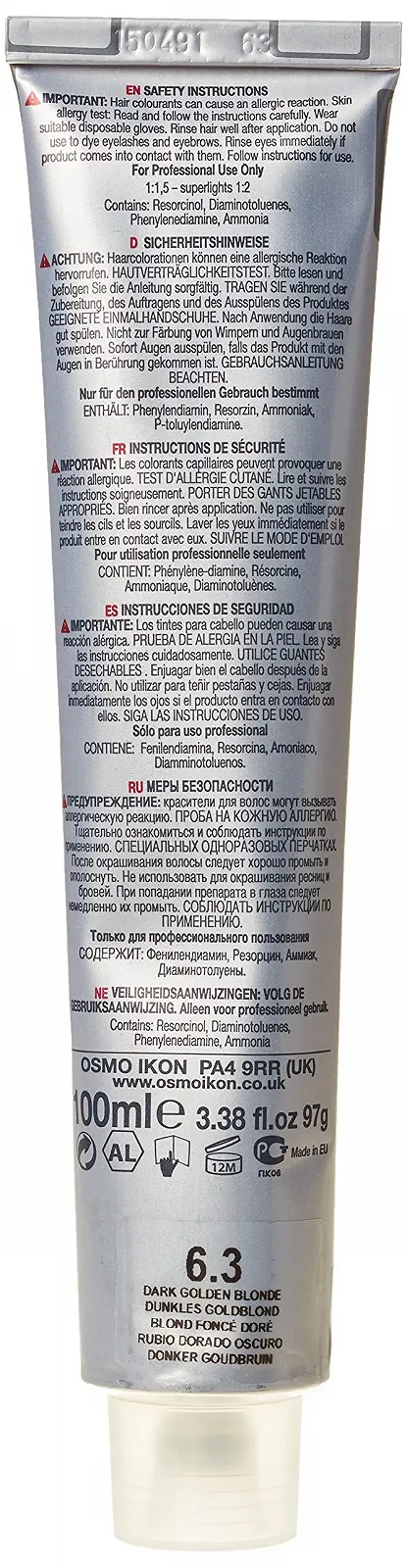 Стійка фарба для волосся Osmo Ikon 6.3 Темний Золотистий Блондин, фото №2 Стійка фарба для волосся Osmo Ikon 6.3 Темний Золотистий Блондин, фото №2