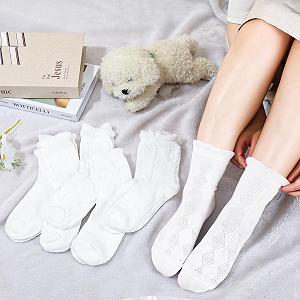 Женские носки Костюмные носки Белые носки с рюшами Хлопковые кружевные носки с рюшами 6 пар synthetic.ua - Фото 1