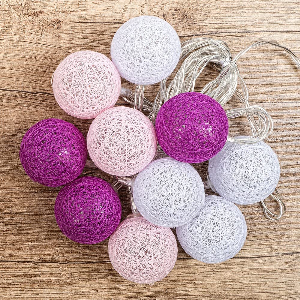 Гірлянда Ideen mit Herz Ball, 10 LED, кульки діаметром 35 мм, білий, рожевий, ягідний, фото №6