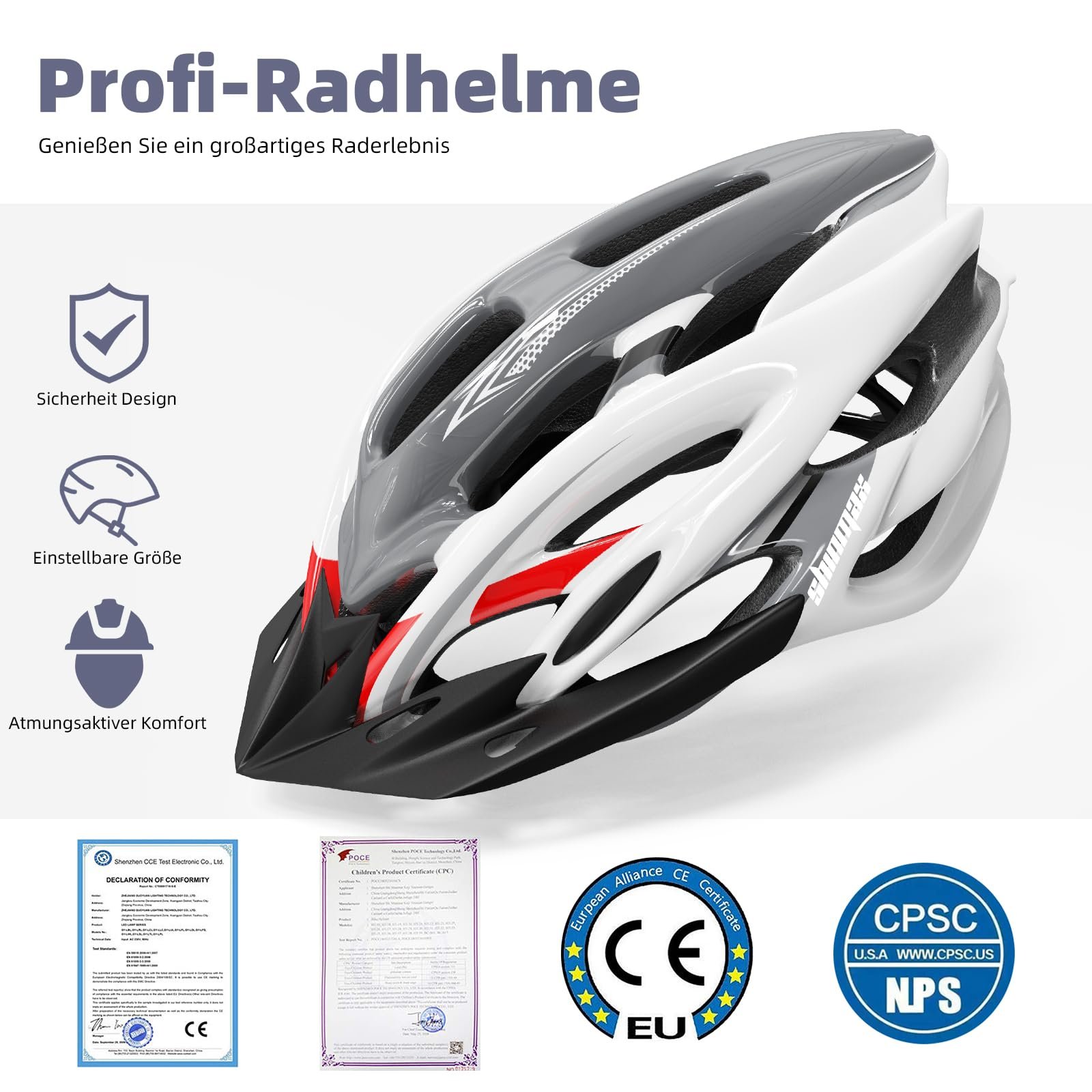 Шолом велосипедний Shinmax з LED підсвічуванням, CE сертифікати, зі знімним козирком та підкладкою, фото №2