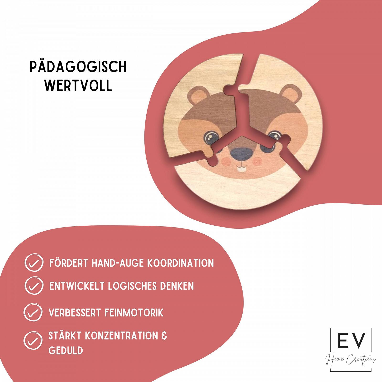 Дерев'яний пазл EV My First Wooden Puzzle Exotic Animals 27 деталей, італійське дерево, від 2 років, фото №4