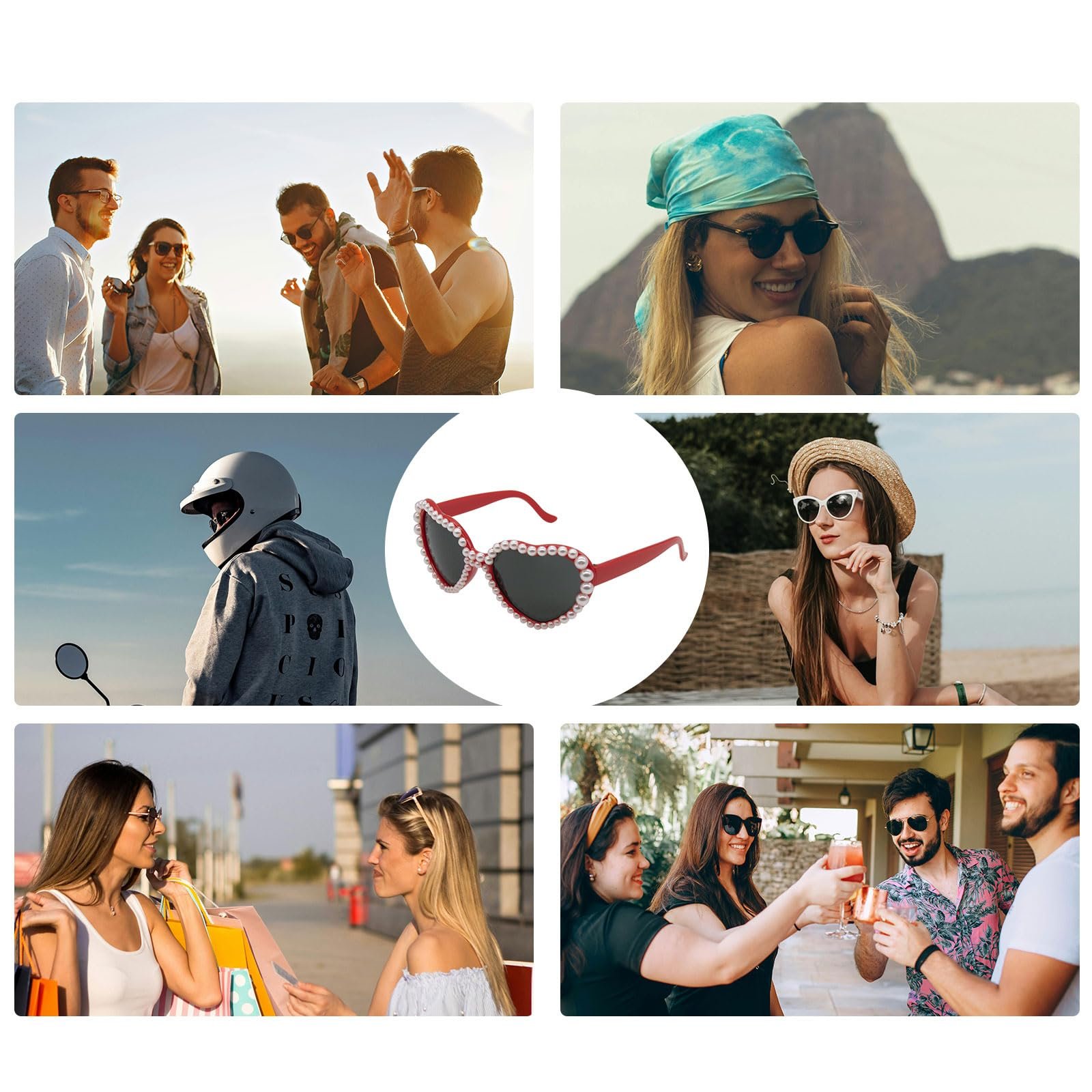 Сонцезахисні окуляри Серце Вінтаж YAMEIZE Перли, фото №7