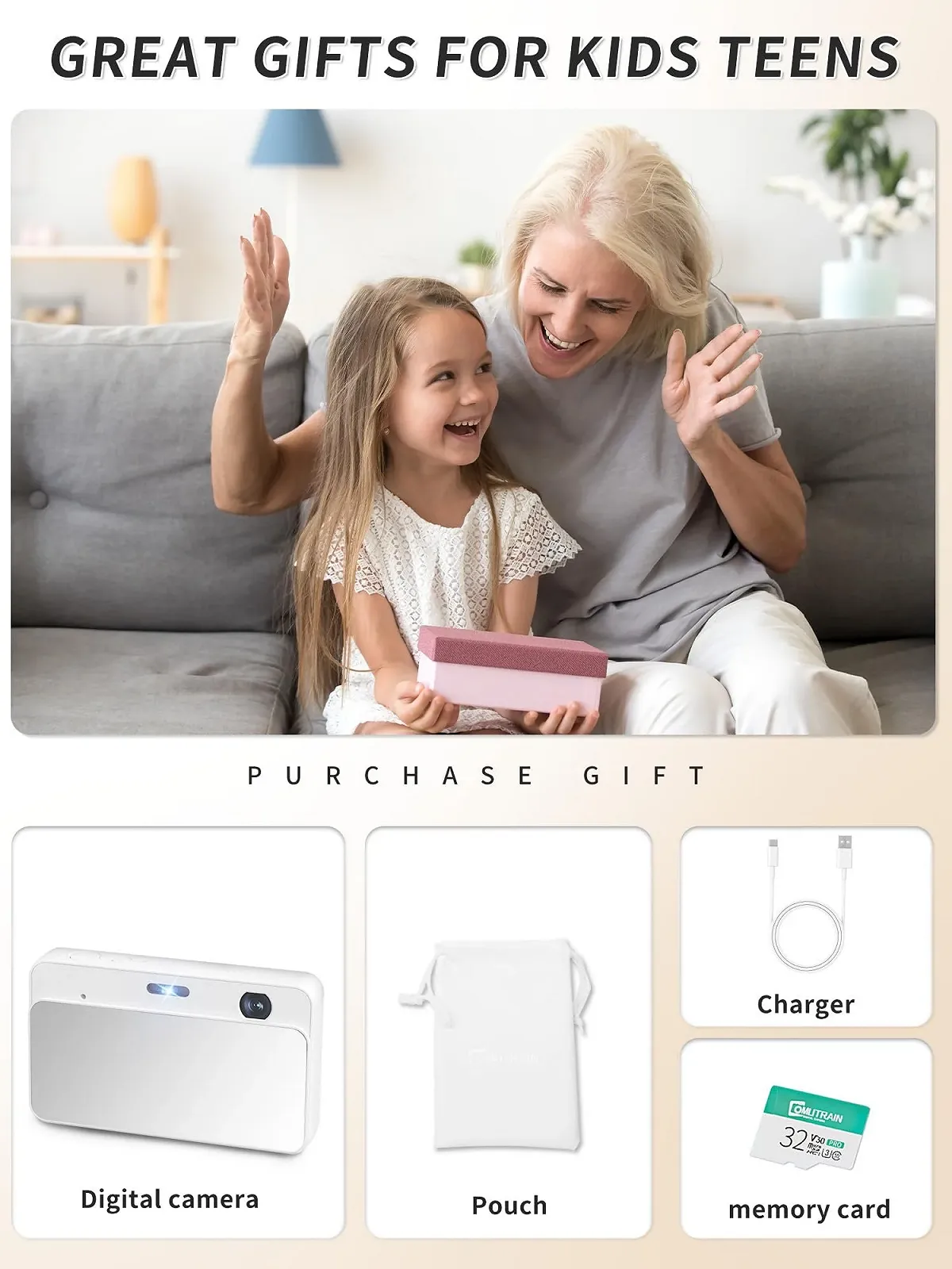 Цифрова фотокамера Mutrain X10 1080P 32G White, фото №7