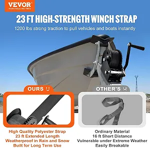 Ручная лебедка VEVOR KW1200 / Для прицепа лодки / Черная synthetic.ua - Фото 1