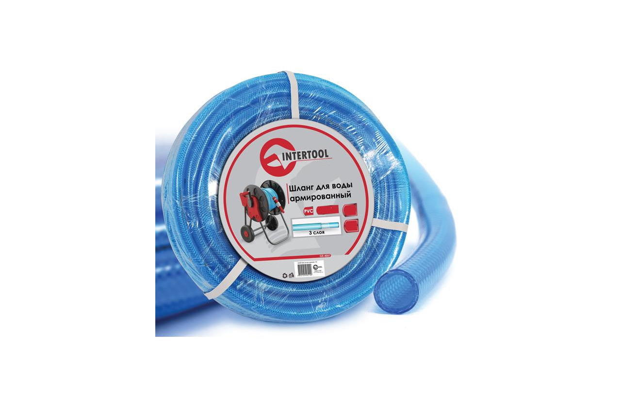 Шланг поливочный Intertool - 1/2" х 10 м, синий 3-х слойный (GE-4051), фото №1