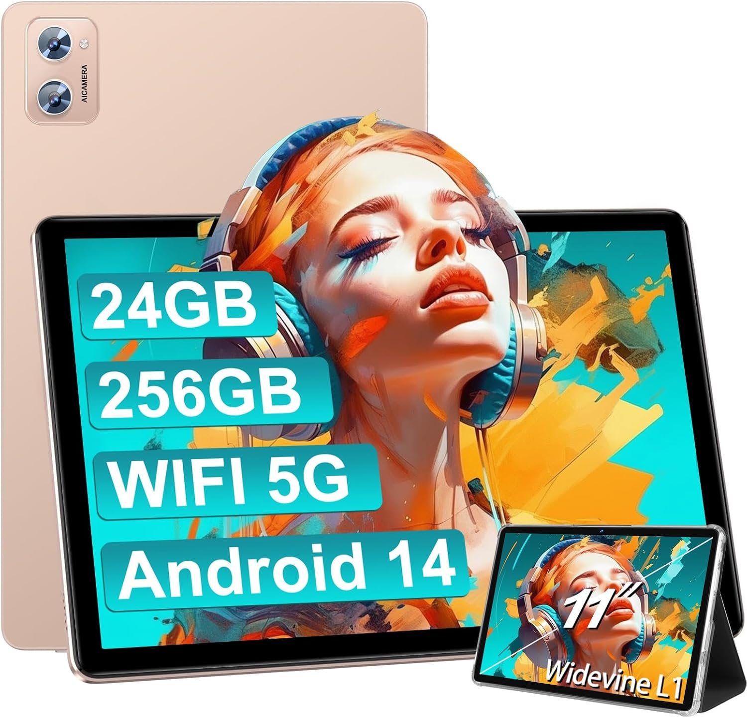 Планшет 11" SUAAT S6 8+16/256Gb 8 ядер Android 14 8000 мАч Gold, фото №1