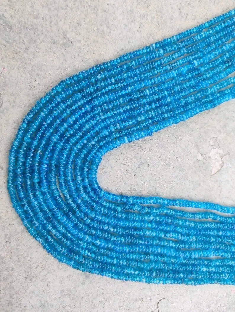 Бусины Апатит Неоновый Натуральный Круглый Фацетированный 3-3.5 мм, нить длиной 33 см бусины из драгоценных камней для ожерелья и браслета, фото №4