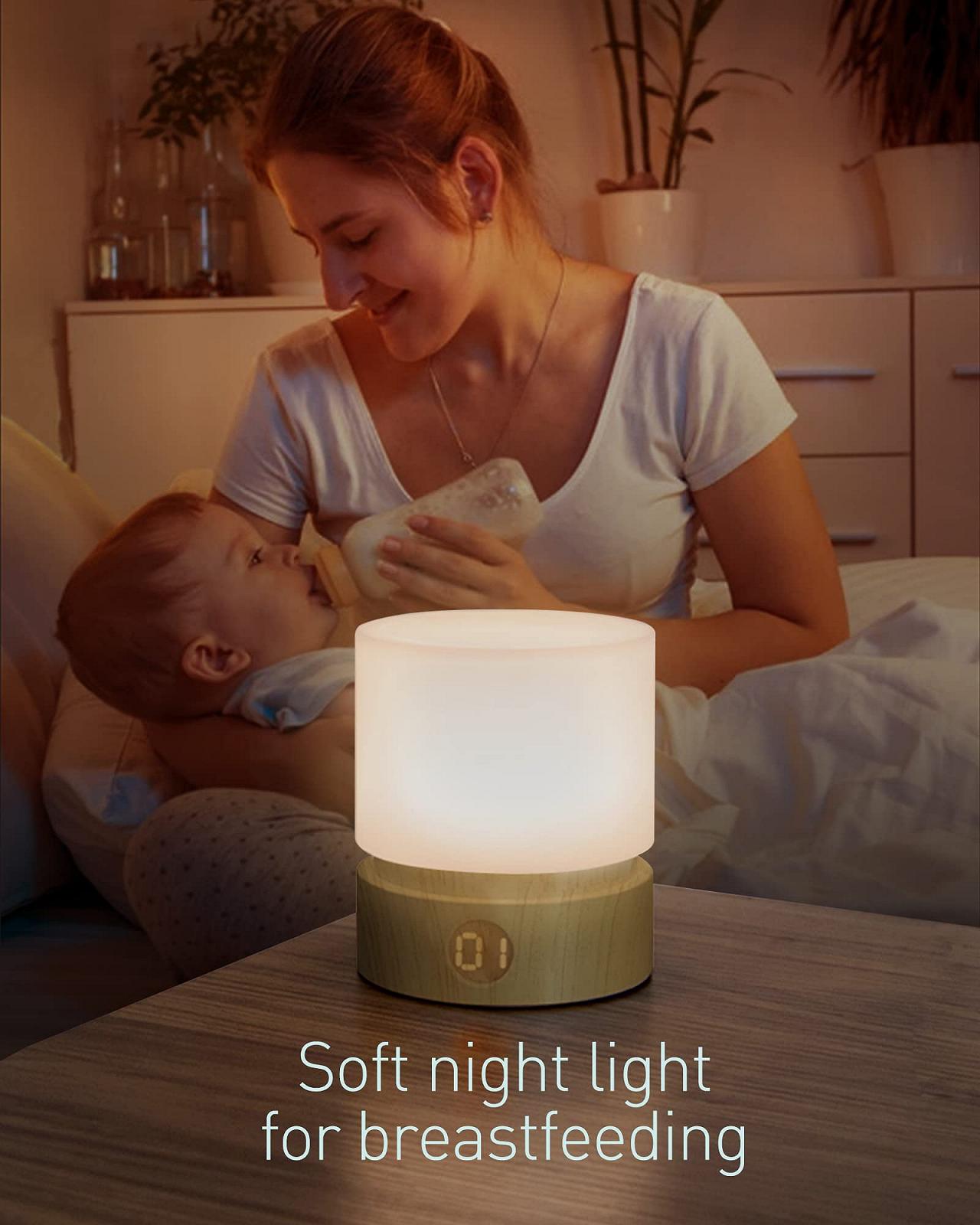 Нічник Smilodon Timer Pro Dimmable LED Нічна лампа для ліжка Дитячий нічник Імітація дерева Акумуляторна батарея, фото №5