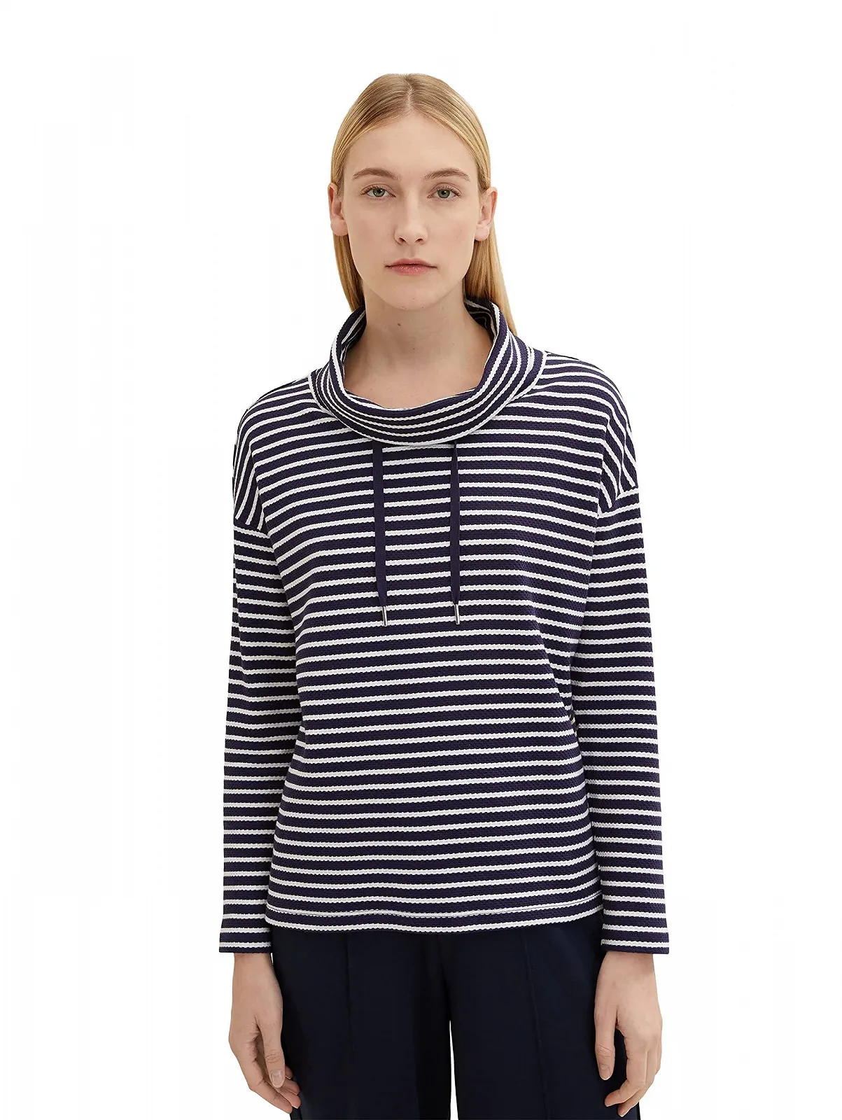 Tom Tailor Женский Свитшот из органического хлопка с шалевым воротником, фото №1 Tom Tailor Женский Свитшот из органического хлопка с шалевым воротником, фото №1