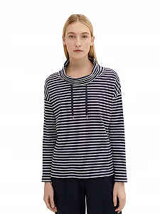 Tom Tailor Женский Свитшот из органического хлопка с шалевым воротником - Фото 1