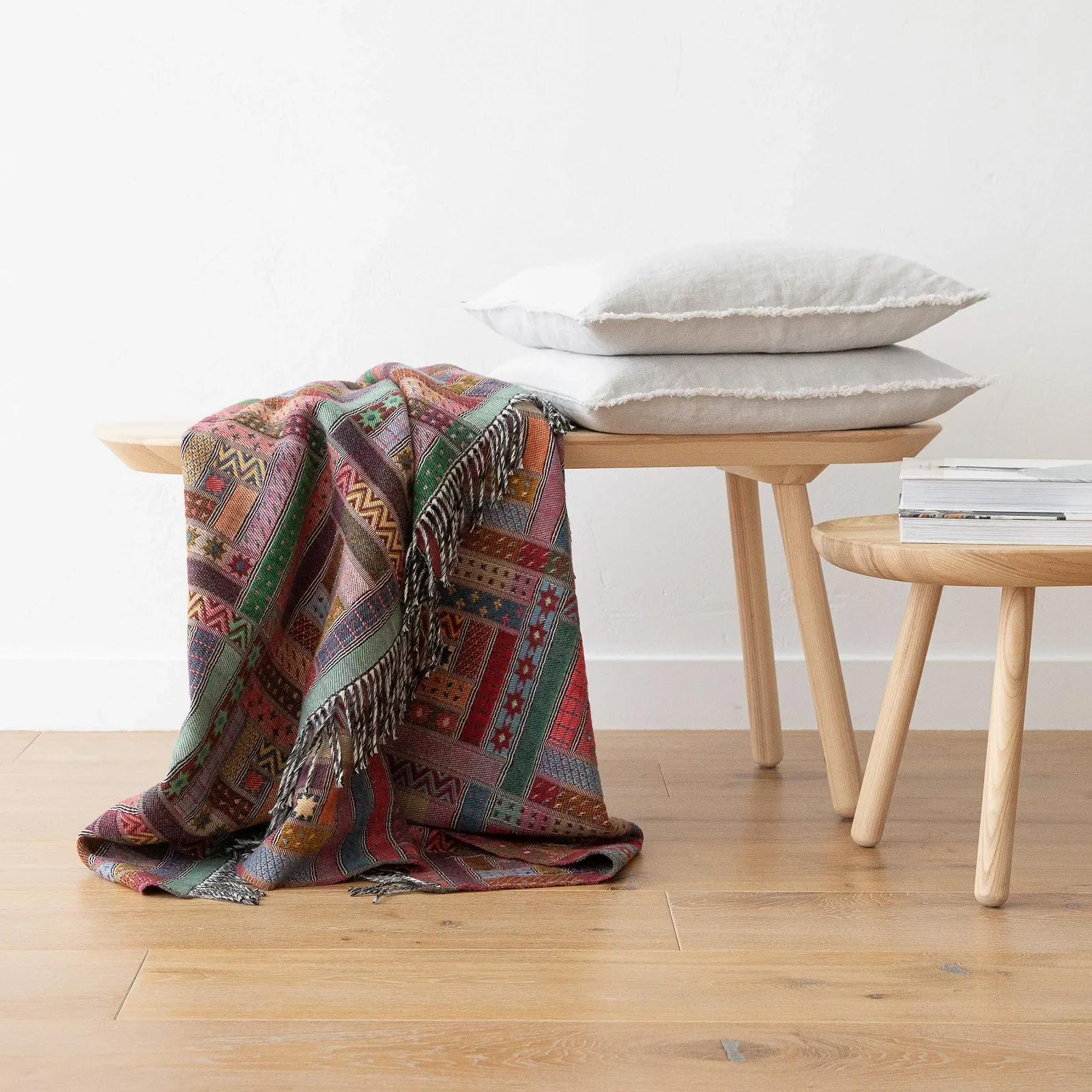 Плед WoolMe Marta из шерсти мериноса Красный Зеленый 130 x 180 см, фото №3