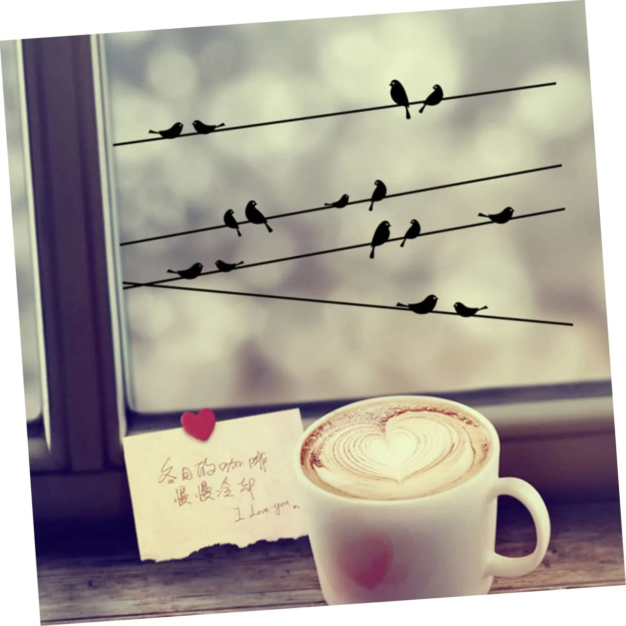 Наклейка на стіну OSALADI Птахи на дроті PVC, фото №9