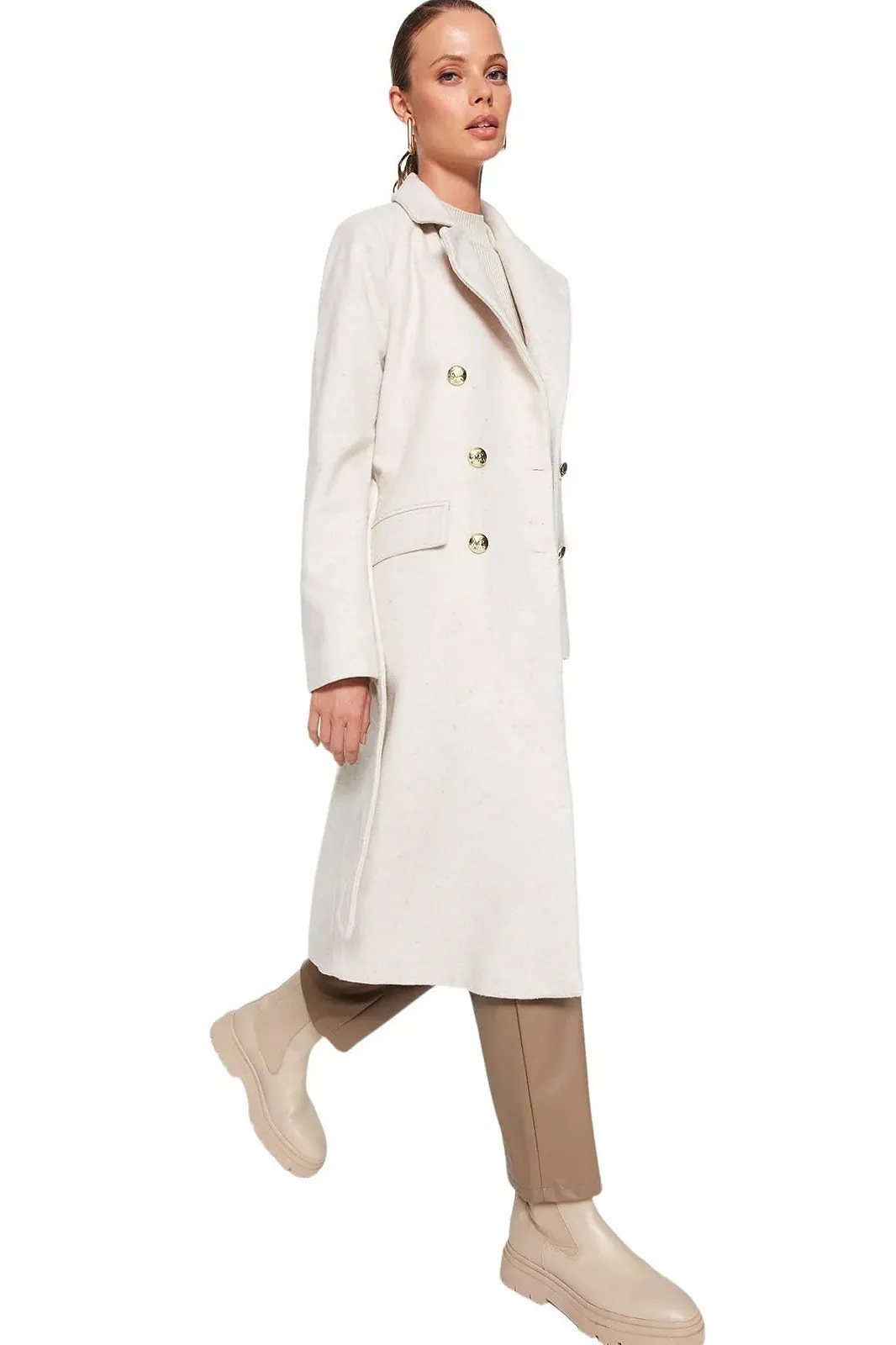 Пальто TRENDYOL Прямого Кроя, Длинный Рукав, Приталенное, фото №3 Пальто TRENDYOL Прямого Кроя, Длинный Рукав, Приталенное, фото №3