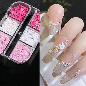 3D Украшения для ногтей Бабочка-цветок Цветы-бусины Мелкие разноцветные Цветы для ногтей Акриловые Стразы для ногтей Металлические Заклепки для ногтей с Коробкой для хранения, 45 г synthetic.ua - Фото 1