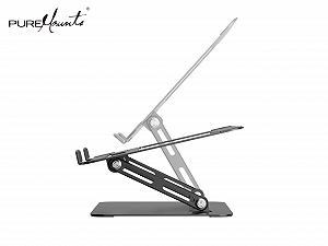 Подставка для ноутбука PureMounts, регулируемая по высоте, складная и эргономичная подставка для ноутбука для домашнего офиса, плавно регулируемая, подставка для ноутбука с вентиляцией, нескользящие накладки, черная synthetic.ua - Фото 1