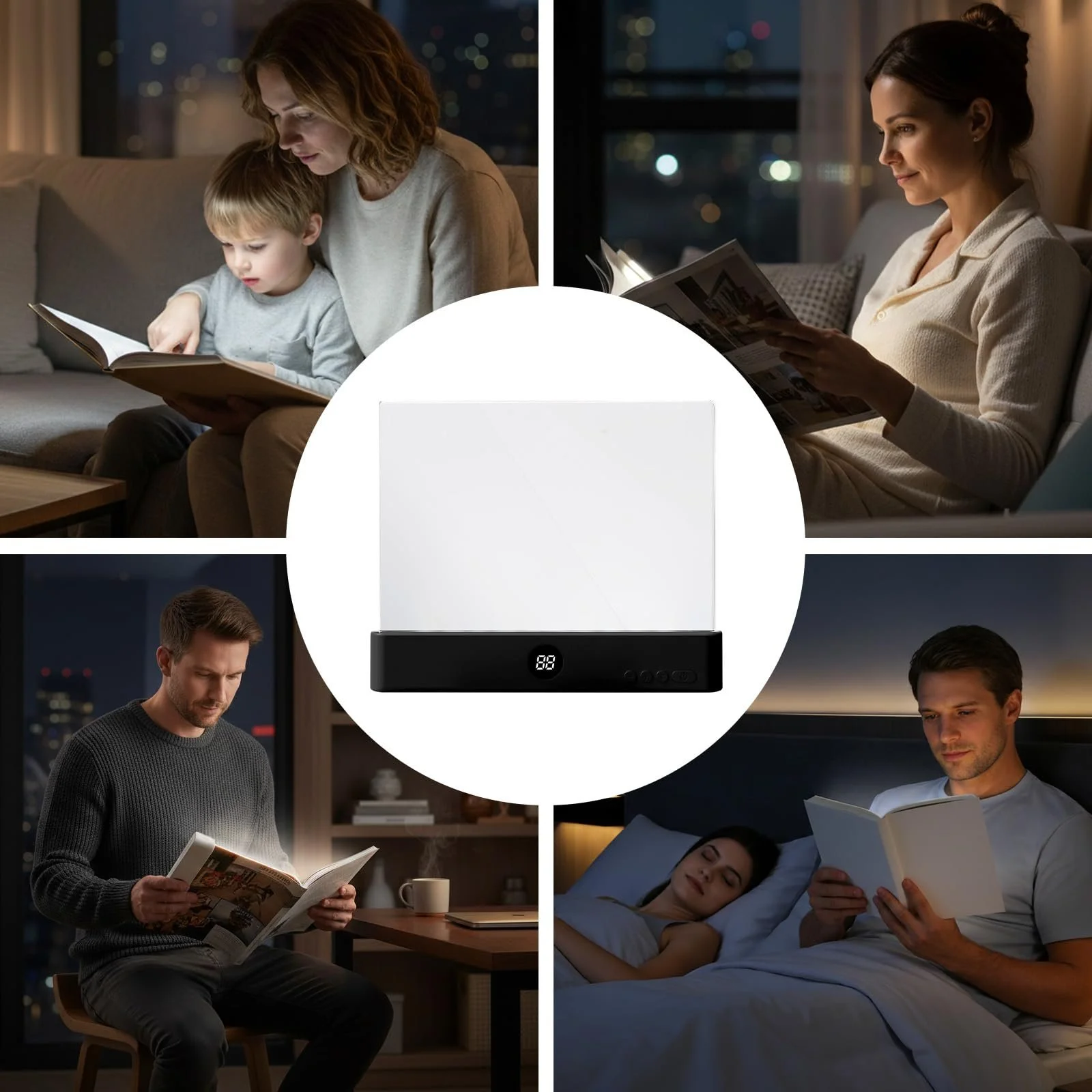 Лампа для читання книг Smart LED Book Light портативна плоска 3 кольори світла таймер USB акумуляторна Чорна, фото №6