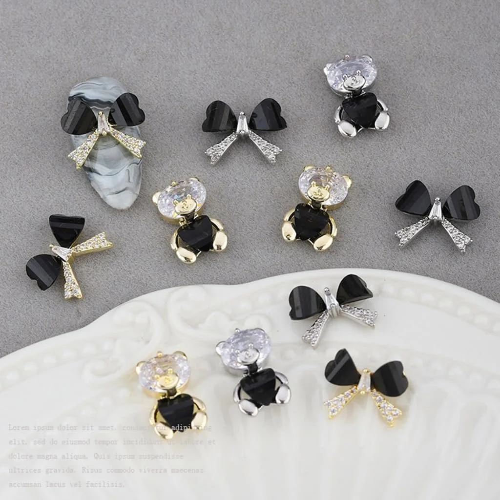 Прикраси для нігтів 3D Ведмідь Стрази Кристал, фото №2