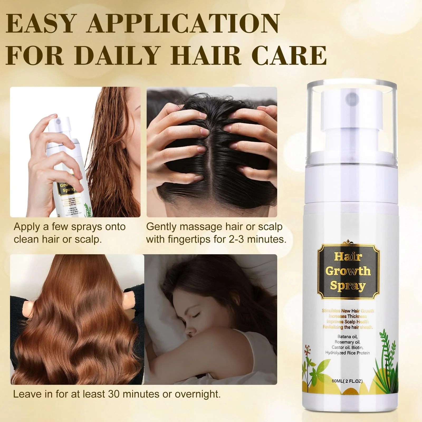 Олія-спрей Натуральна для прискорення росту волосся з олією батана, фото №6