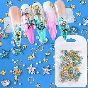 Украшения для ногтей Летний Океан Морская звезда, ракушка, жемчуг, блестки, камни, ювелирные изделия для ногтей, морские камешки - Фото 1