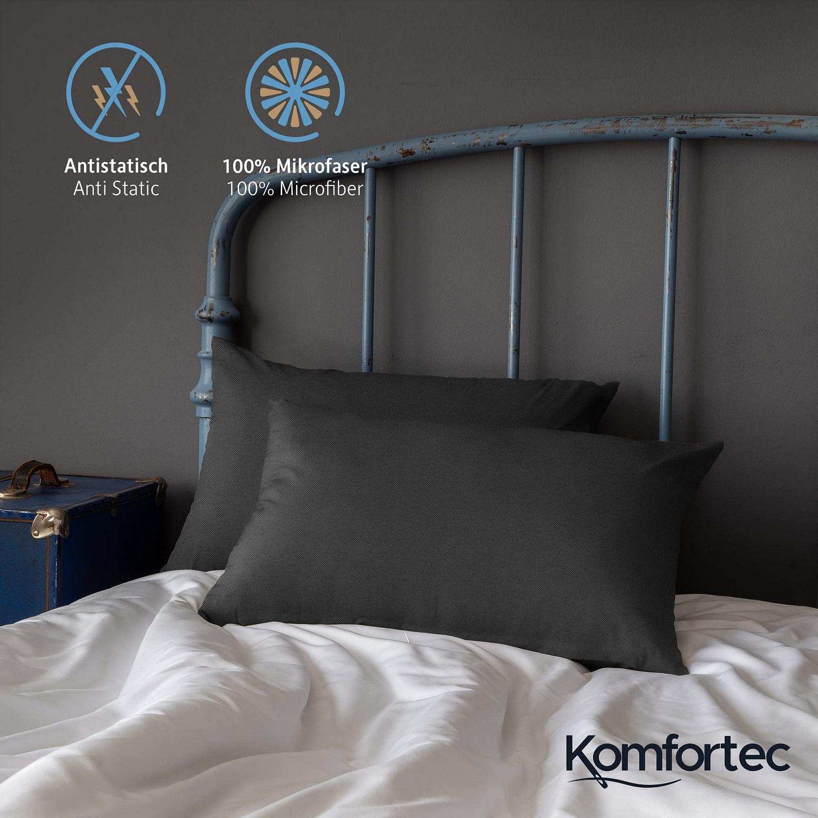 Постільна білизна Komfortec Premium 135 x 200 см з 1 наволочкою 40 x 80 см, матова мікрофібра, антрацит, фото №3