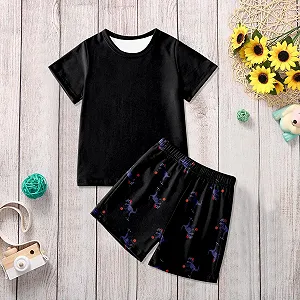 Піжамний набір для хлопчиків Футболка з короткими рукавами та шорти з принтом динозаврів synthetic.ua - Фото 1