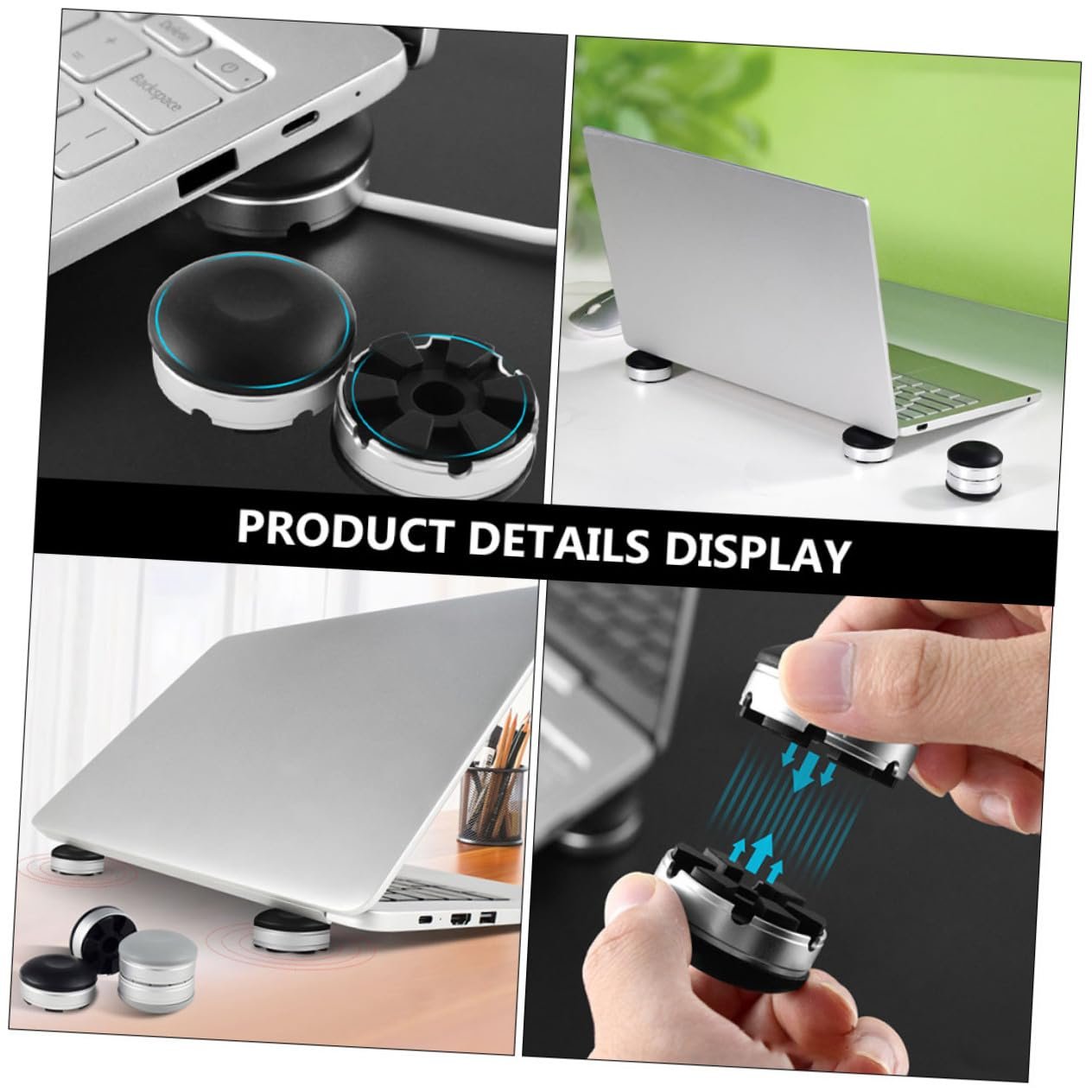 Підставка для ноутбука Veemoon, 2 шт., міцний матеріал, вентильований дизайн, тримач для кабелю, ергономічна настільна для підняття та охолодження, сумісна з ноутбуками, фото №4
