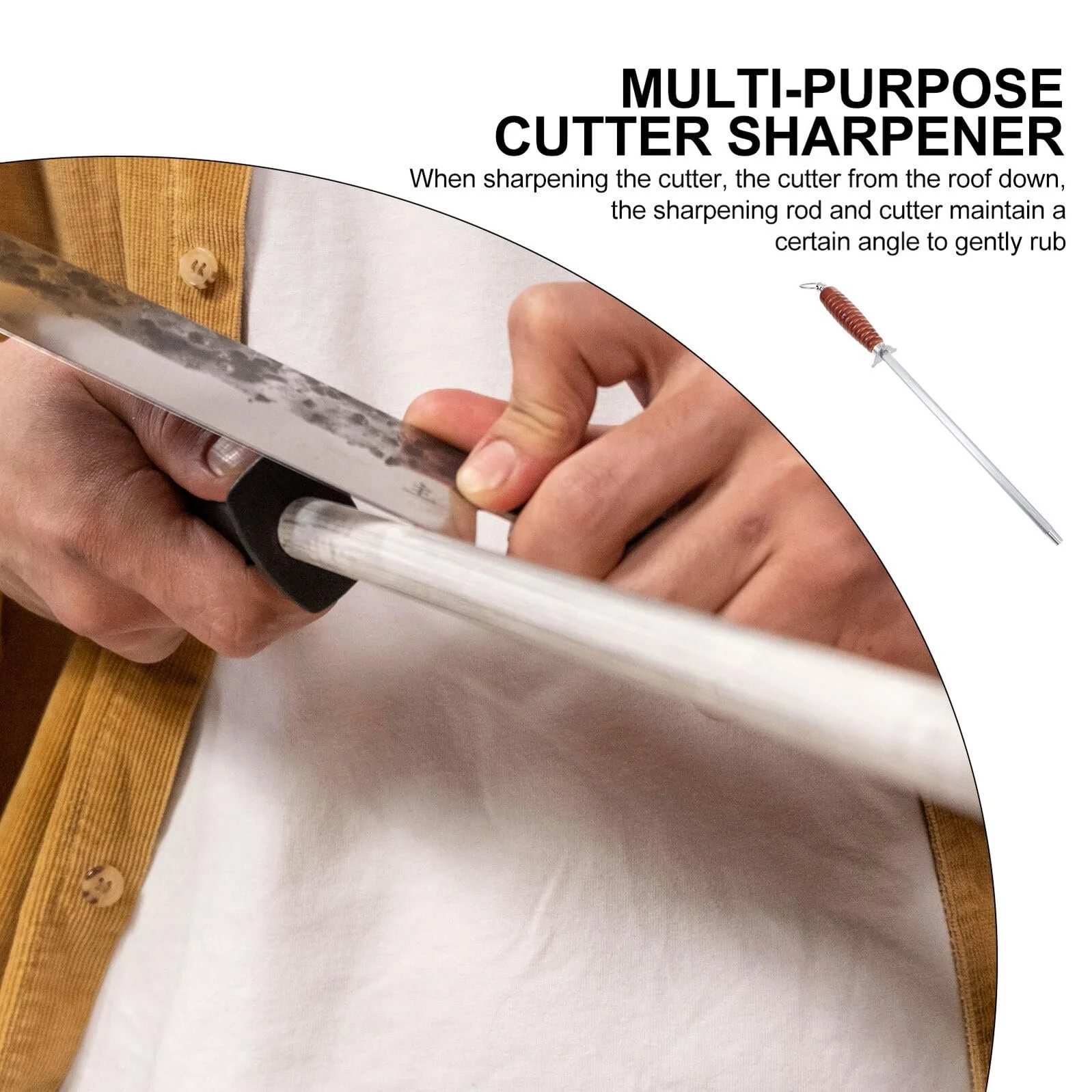 Мусат BESPORTBLE, высокоуглеродистая сталь, деревянная ручка, фото №5