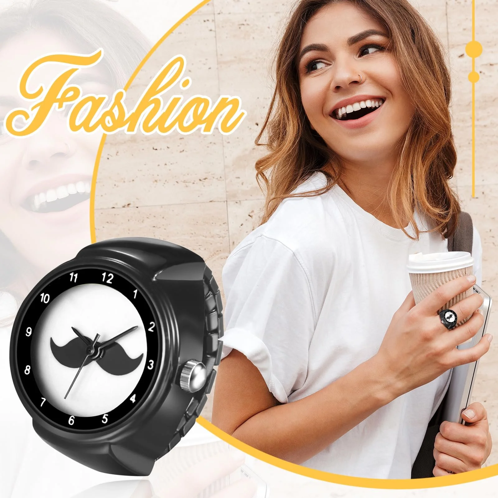 Кільце-годинник Avaner Унісекс: Еластичний з нержавіючої сталі, круглий корпус, регульований, сріблястий, фото №6