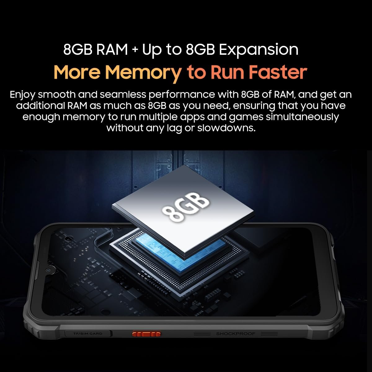 Смартфон Blackview Outdoor BV5300 Plus 16GB + 128GB (расширение 1TB) 13MP + 8MP 3 слота для карт Android 13 Dual SIM IP68 6.1 дюйма HD+ 6580 mAh NFC Черный, фото №7