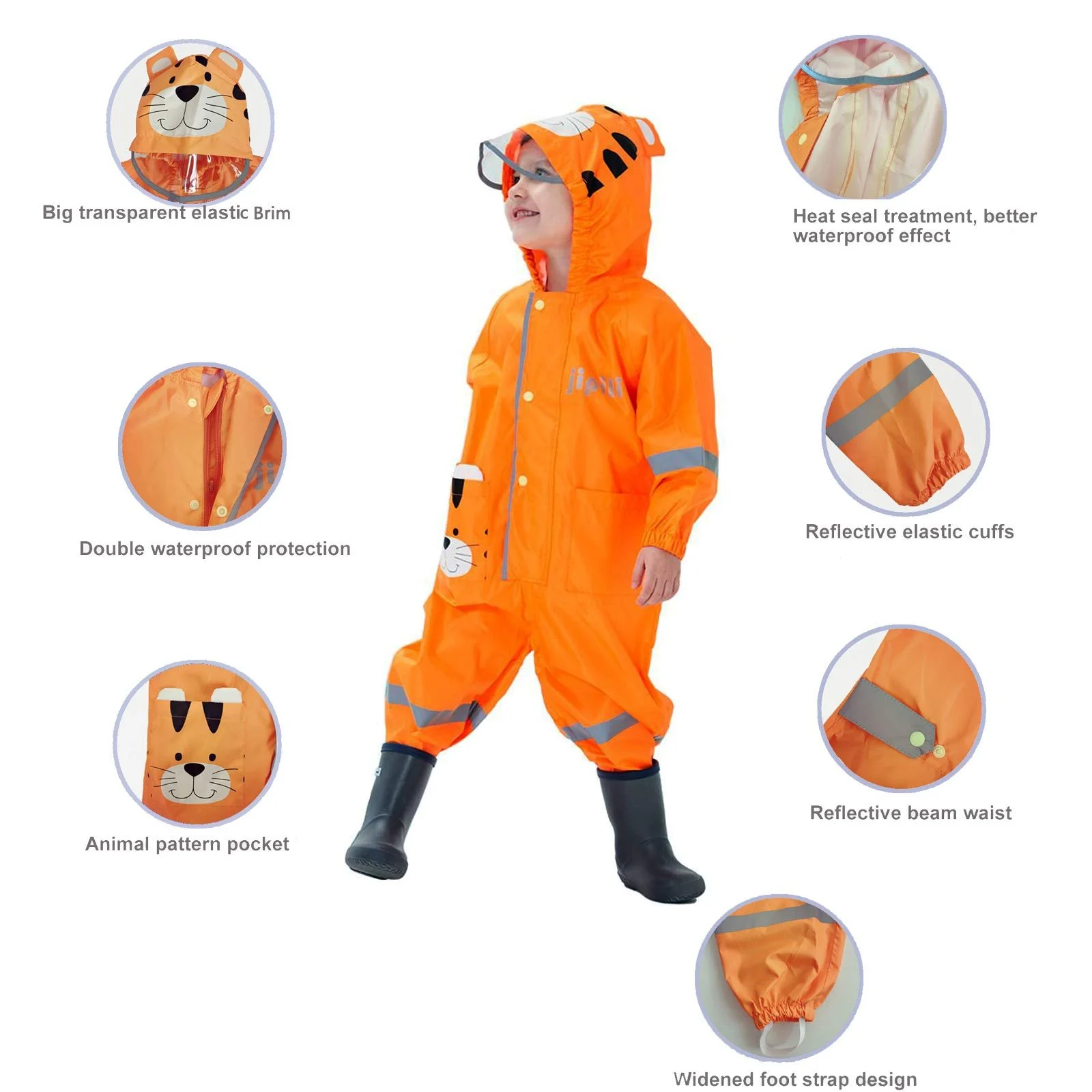 Дощовик Baogaier Дитячий для дівчаток і хлопчиків з капюшоном, фото №4