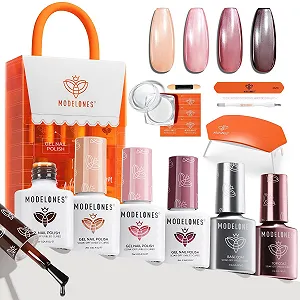 Гель-лак Modelones Набір 4 кольори з базовим і верхнім покриттям - Фото 1