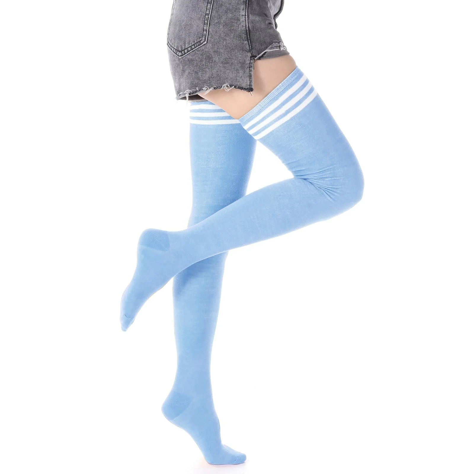 Женские очень длинные носки DRESHOW выше колена, чулки, длинные полосатые носки, повседневные высокие гольфы, фото №5