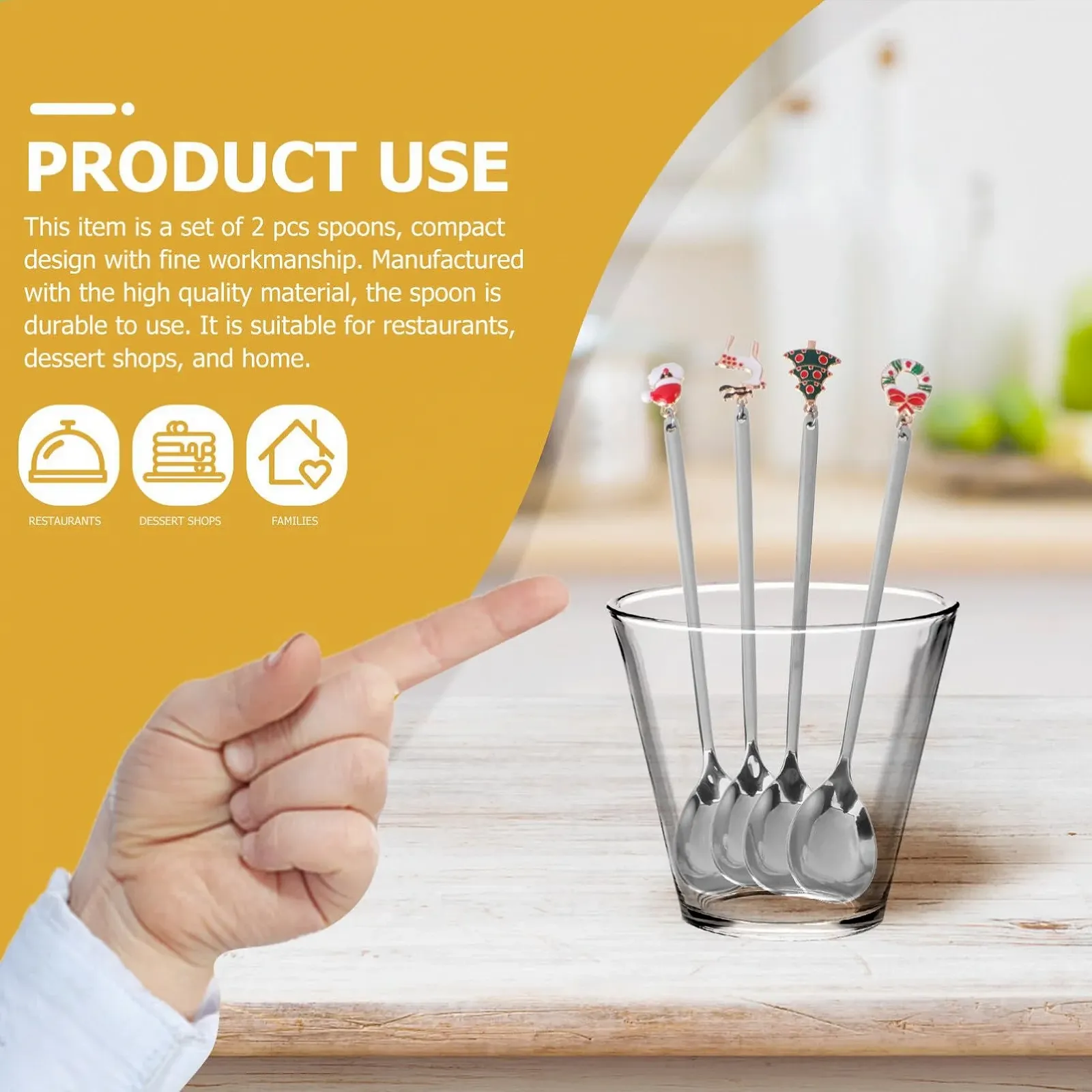 Набір різдвяних ложок Hemoton, 4 шт, різдвяні, фото №7