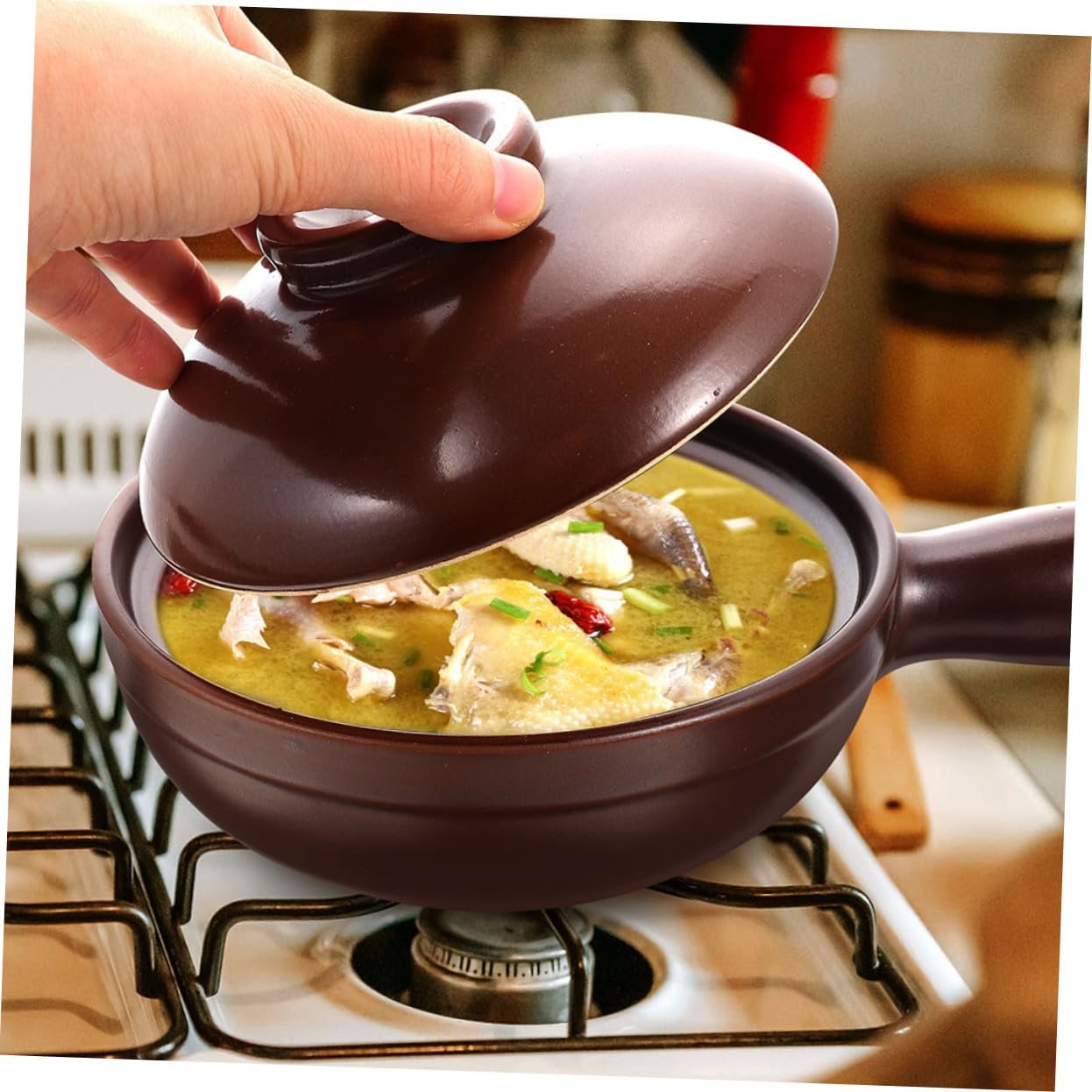 Кастрюля-сотейник Керамическая Термостойкая Малая Литиевая с боковыми ручками для супа и риса, фото №8