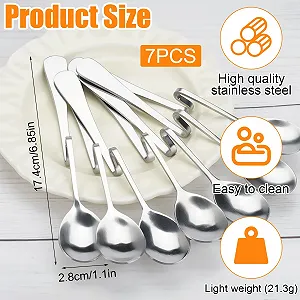 Ложка из нержавеющей стали, набор из 7 ложек для мороженого Long, 17 см synthetic.ua - Фото 1