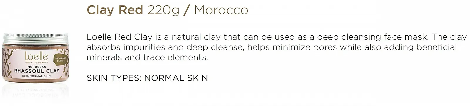 Маска для обличчя Loelle Червона Глина (порошок) для проблемної та комбінованої шкіри 150 г, фото №2