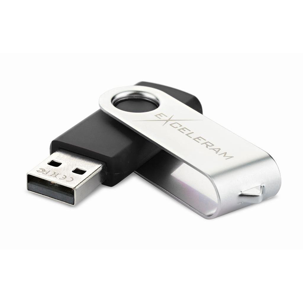 USB флеш-накопитель Exceleram 64gb P1 Series Silver/Black USB 2.0 EXP1U2SIB64, фото №2