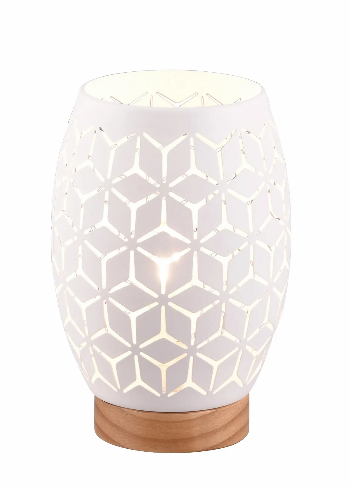 Настільна лампа Reality Leuchten Bidar R51571031 Метал Матовий білий Натуральне дерево 1x E27, фото №1