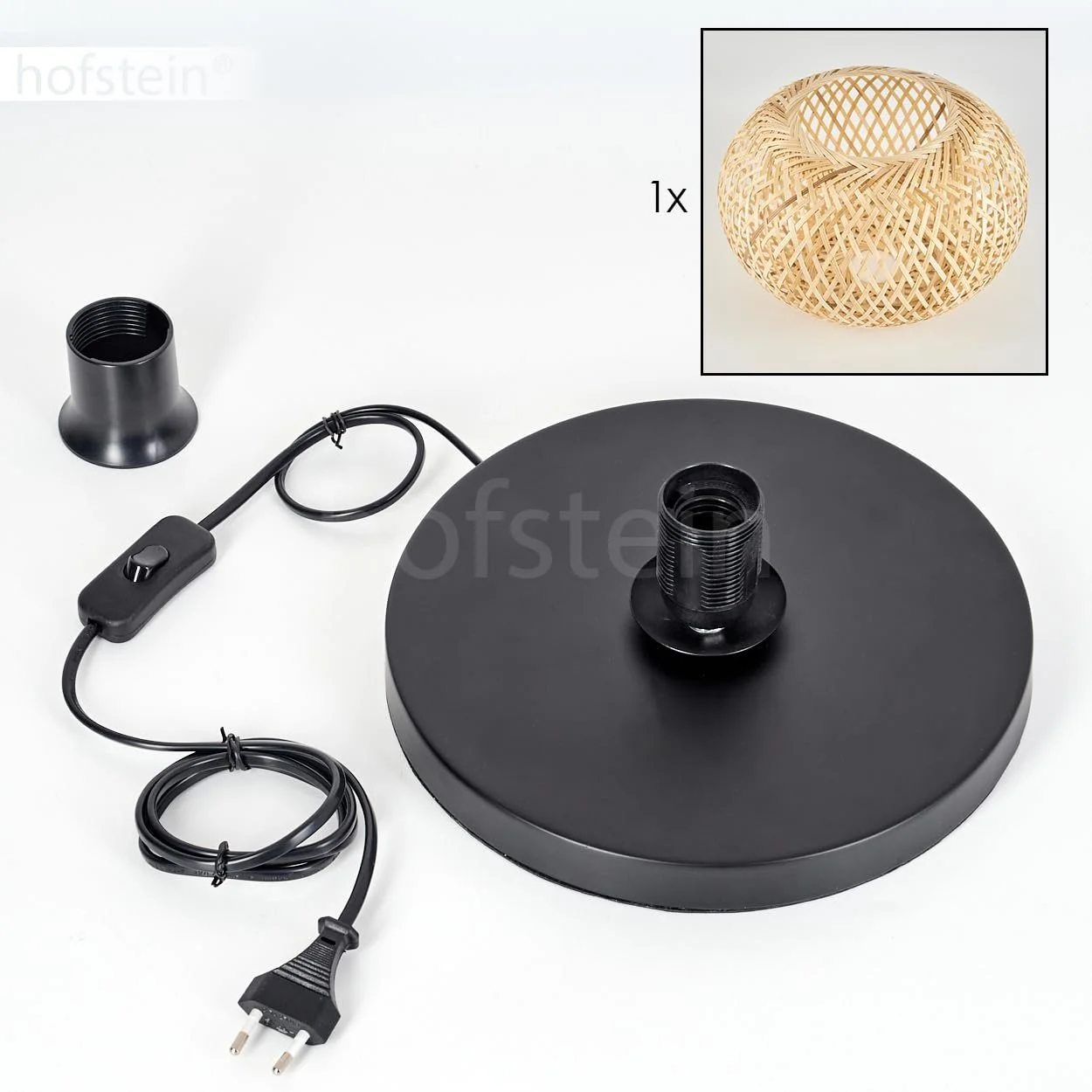 Настільна лампа Bauro Metal/Bamboo Boho Design 25 см E27 Чорний/Натуральний, фото №6