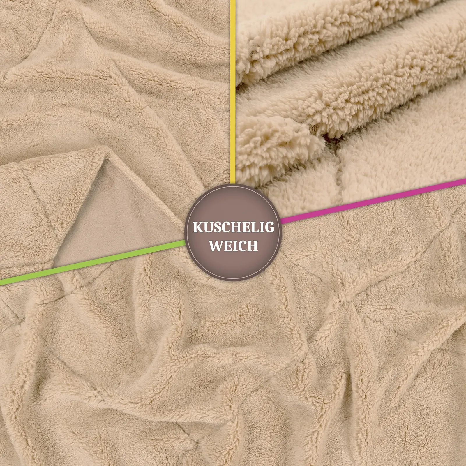 Покривало Paco Home Вітальня Декоративне Однотонний Бежевий 150 x 200 см, фото №3