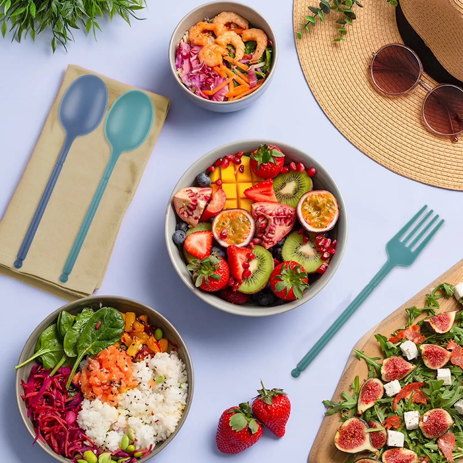 Набор дорожных столовых приборов на 2 персоны Plastic Многоразовые Портативные, фото №7 Набор дорожных столовых приборов на 2 персоны Plastic Многоразовые Портативные, фото №7