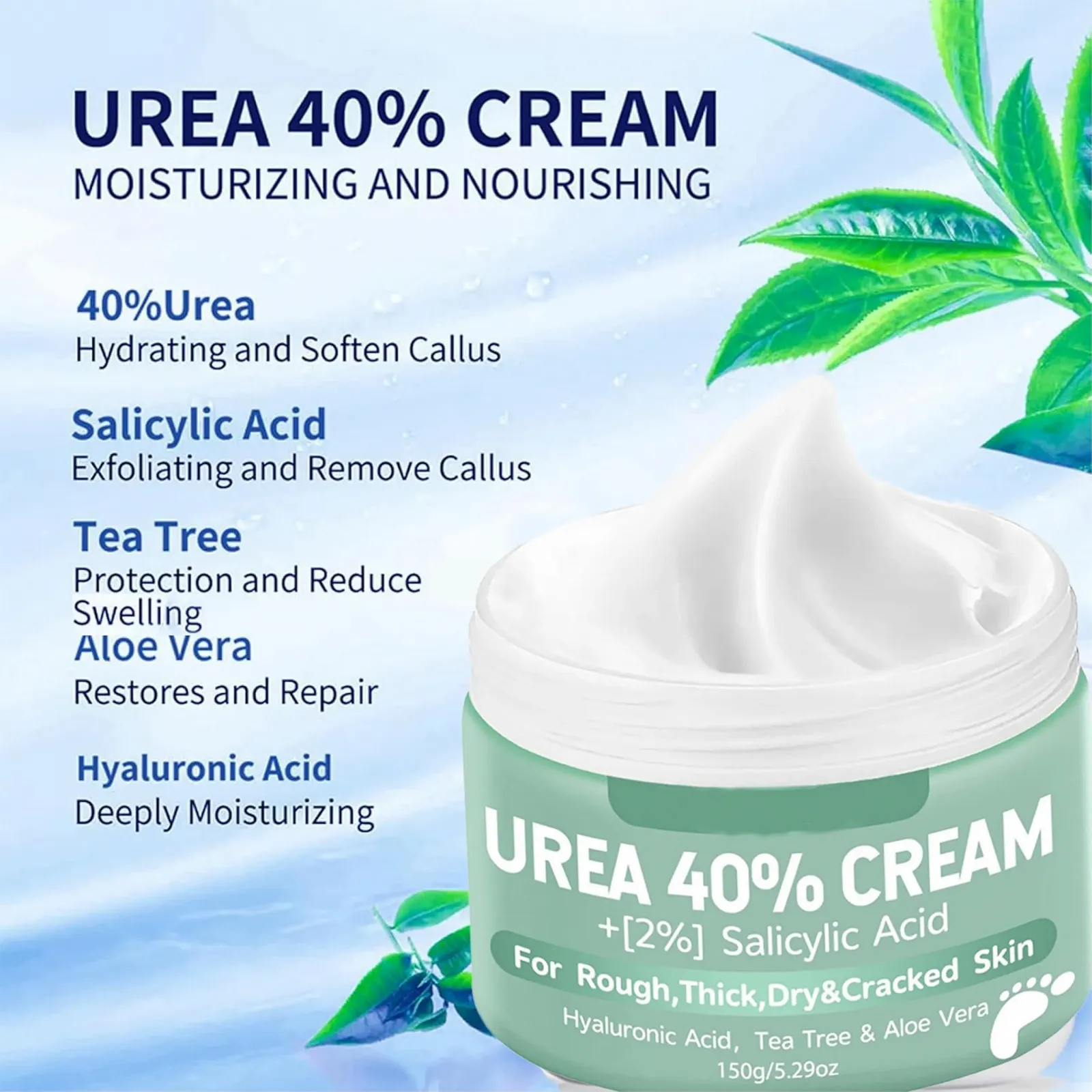Крем для ног Urea 40% для сухой и потрескавшейся кожи локтей, коленей и рук 150 г, фото №5