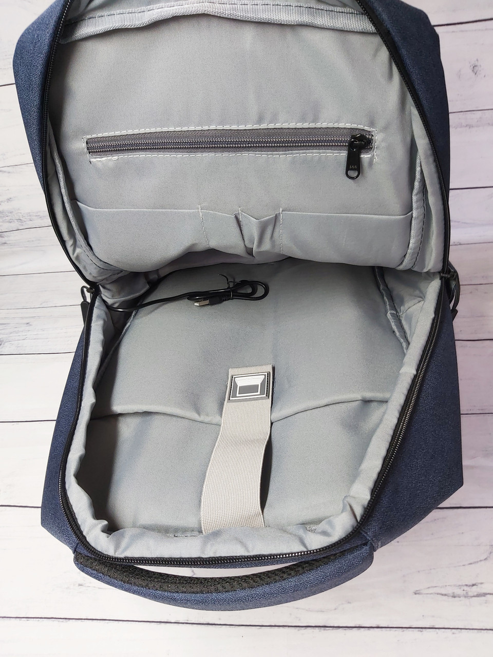 Рюкзак для ноутбука Digital 15.6" протиударний з USB синій колір код IBN010Z, фото №7