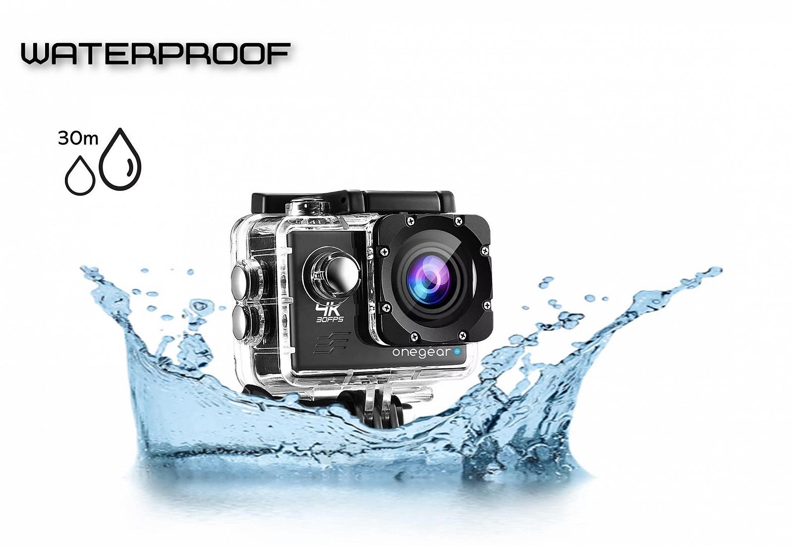 Экшн-камера Onegearpro Fun+ 4K 30fps WiFi с пультом дистанционного управления, подводная камера 30 м и аксессуары, фото №2