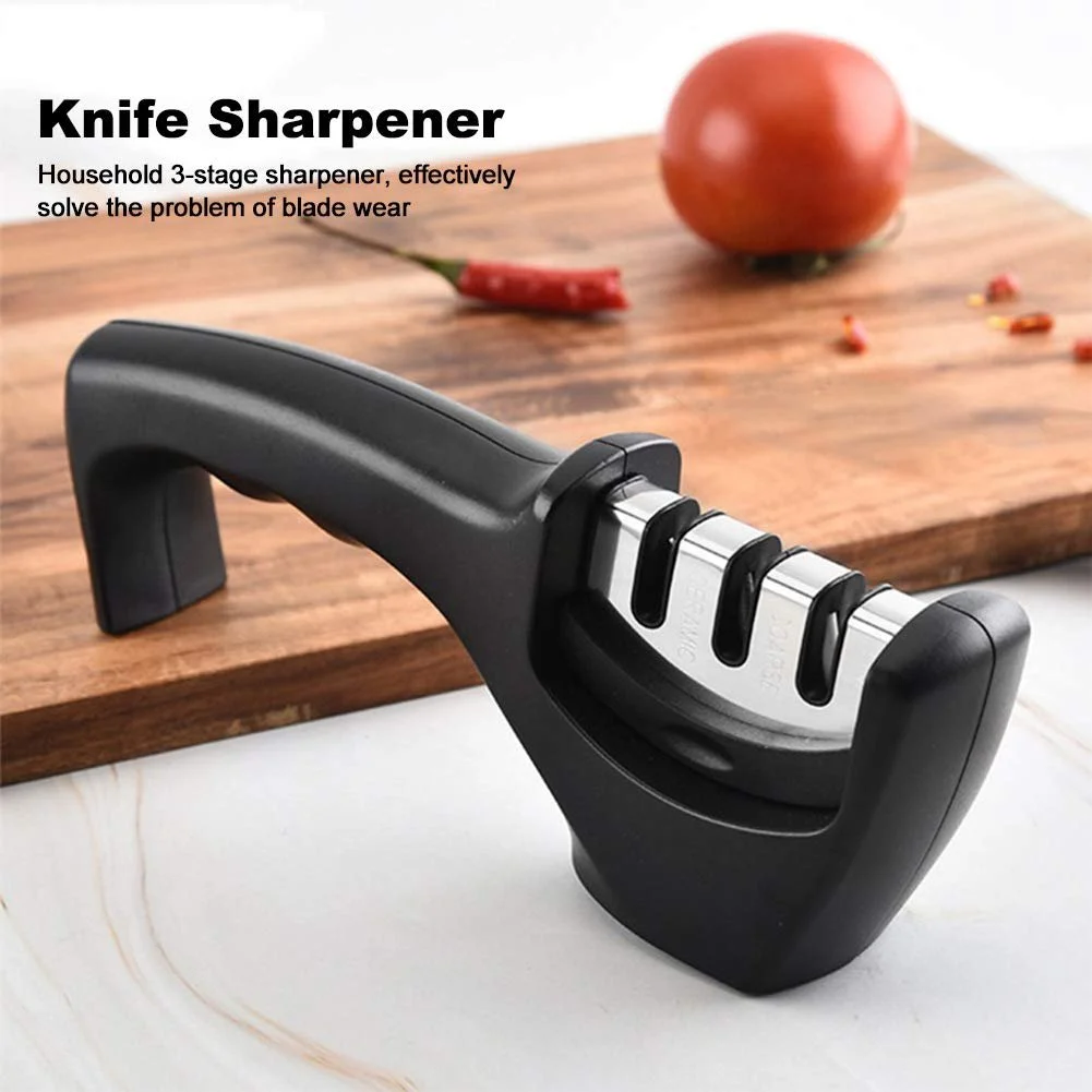 Точило для ножів ручна 3 в 1 багатофункціональна ергономічна ручка, фото №5