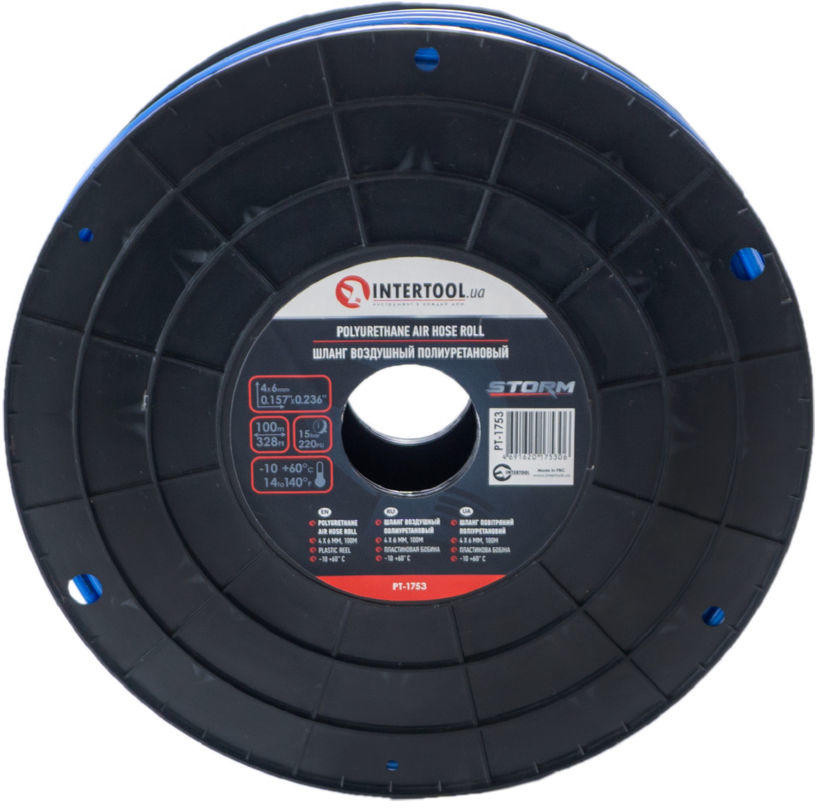 Шланг прямой Intertool 4 x 6 мм 100 м полиуретановый Storm, фото №3 Шланг прямой Intertool 4 x 6 мм 100 м полиуретановый Storm, фото №3