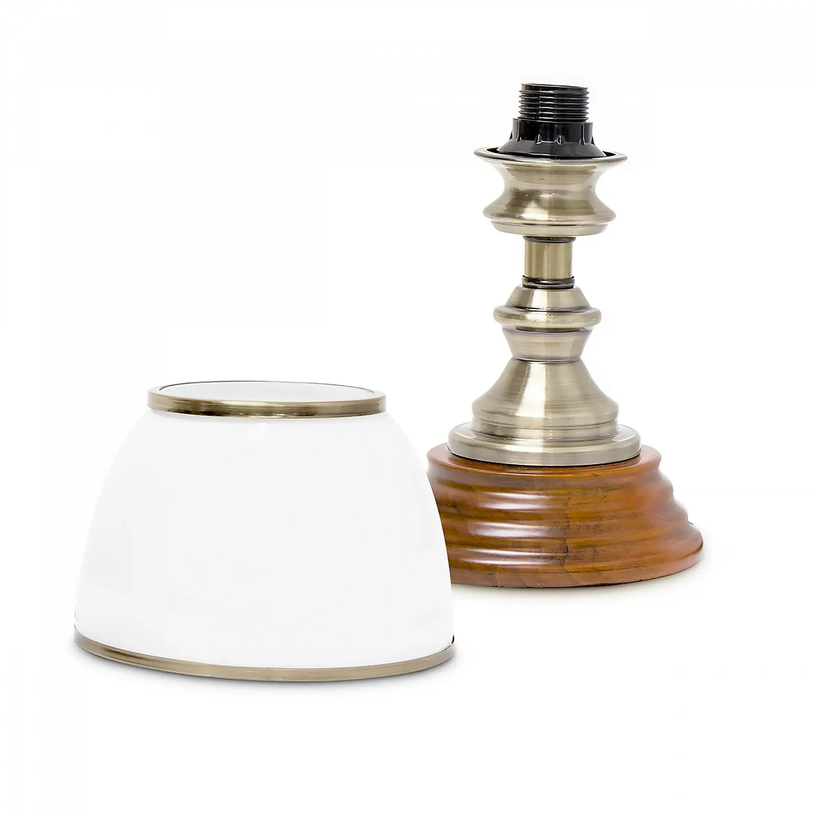 Настільна лампа Relaxdays 10018911 дерево скло оздоблення латунь білий 28,5 x 16 x 16 см, фото №6