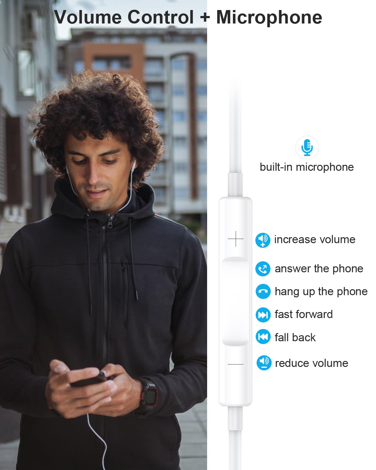 Набір з 2 навушників iPhone [MFi Сертифіковані] Вкладиші HiFi Стерео Шумозаглушення з кабелем, з управлінням гучністю та мікрофоном сумісні з iPhone 14 Pro Max/Pro/14 Plus/13/12/SE/11/XS, фото №5