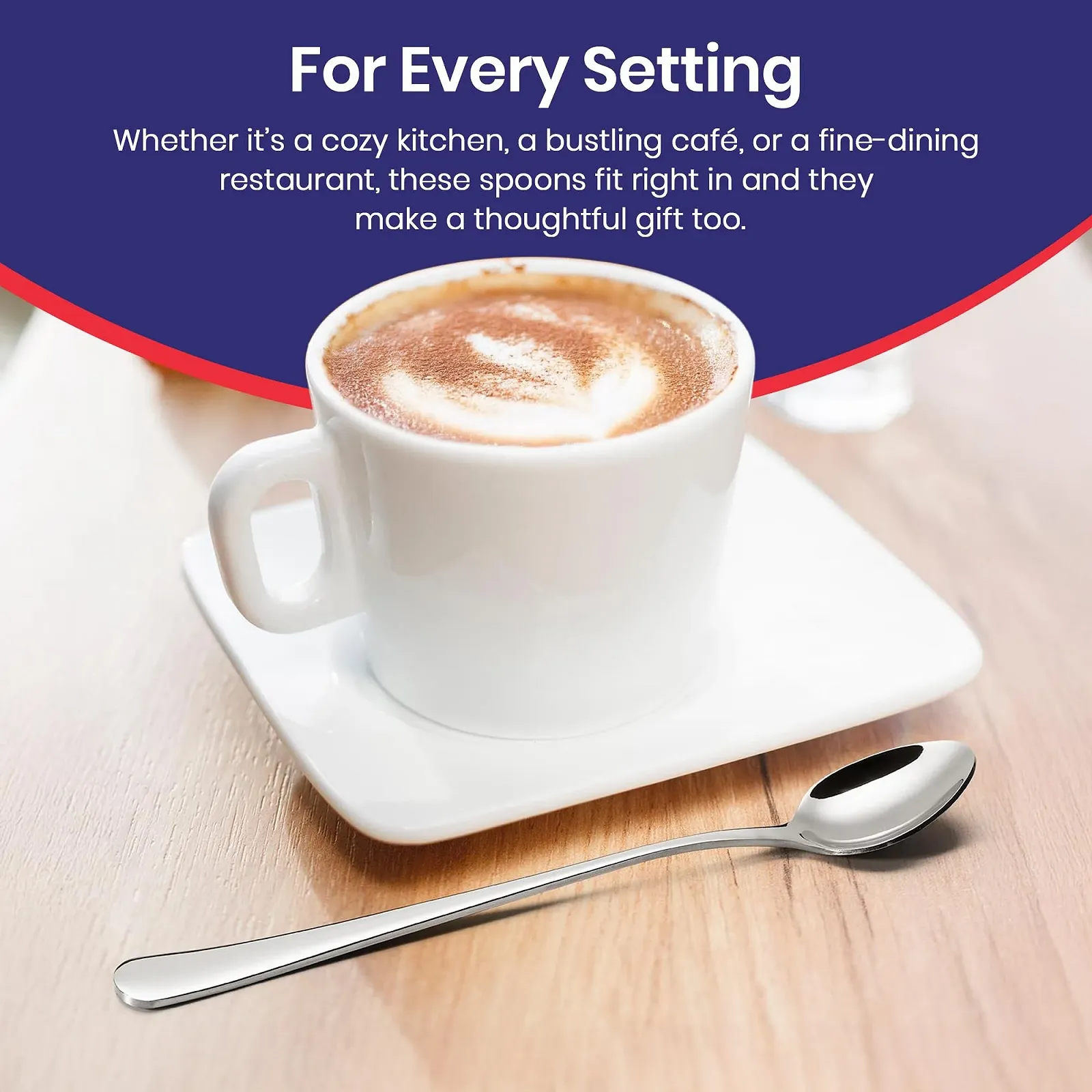 Ложка для лате з нержавіючої сталі 20 см, набір 12 штук, фото №5