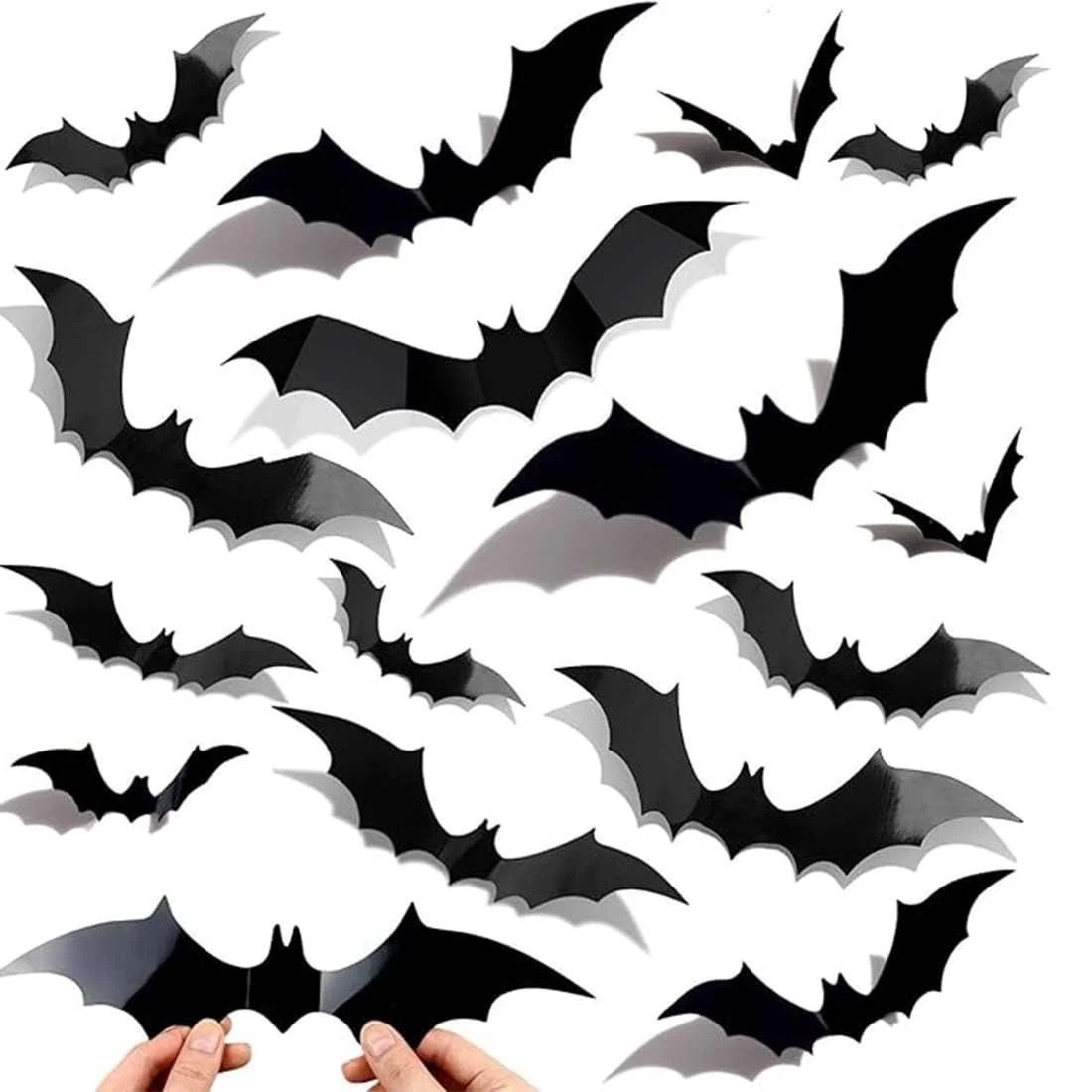 Настінні наклейки Кажани Хелловін 3D Чорні 60 шт., фото №1 Настінні наклейки Кажани Хелловін 3D Чорні 60 шт., фото №1